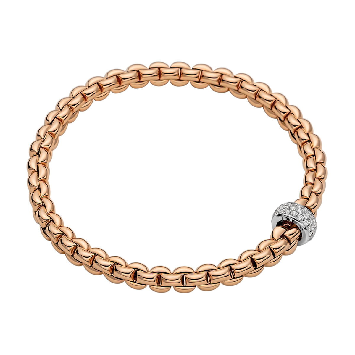 Eka 18ct Rose Gold Bracelet With Pavé Diamond Set Rondel