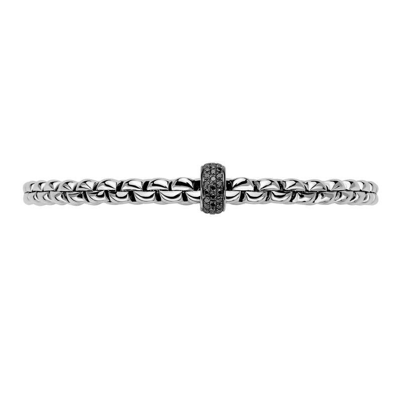 FOPE Eka 18ct White Gold Flex'it Bracelet With Pave Set Black Diamond Rondel - Berry's Jewellers