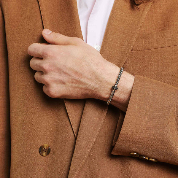 FOPE Eka 18ct White Gold Flex'it Bracelet With Pave Set Black Diamond Rondel - Berry's Jewellers