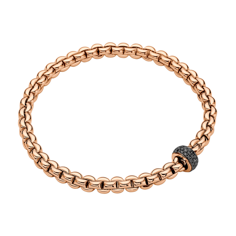 Eka 18ct Rose Gold Bracelet With Pavé Set Black Diamonds