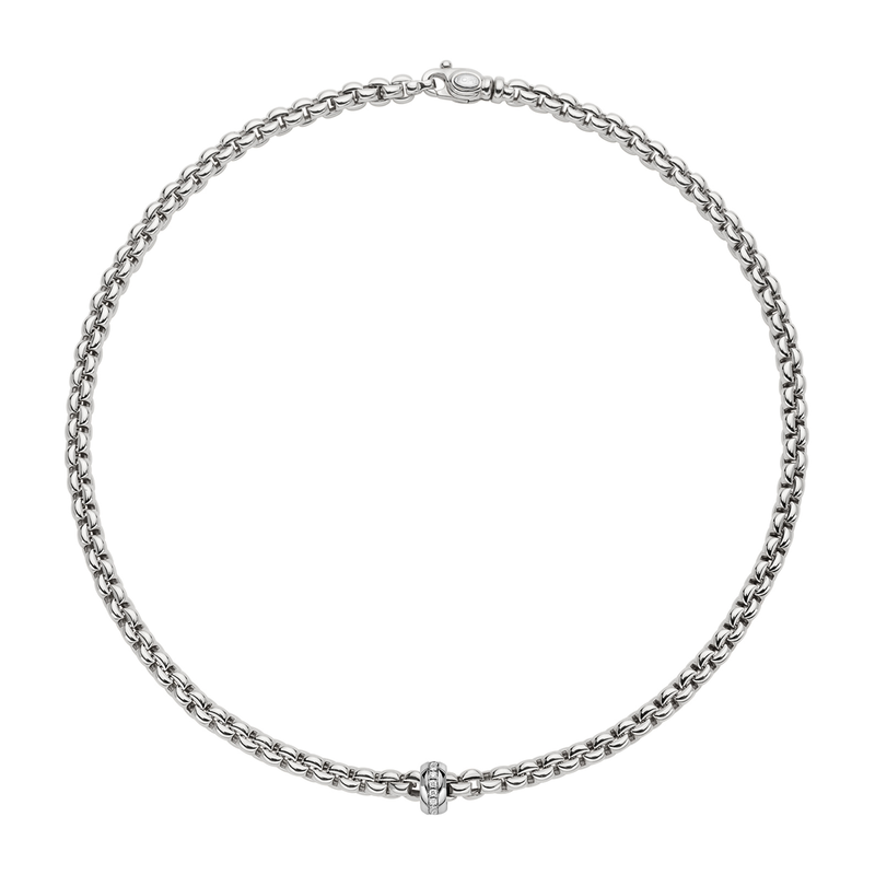 Eka 18ct White Gold Necklace with Diamond Set Rondel