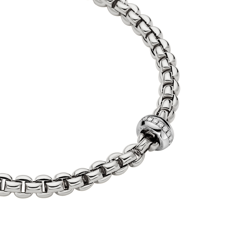 Eka 18ct White Gold Necklace with Diamond Set Rondel
