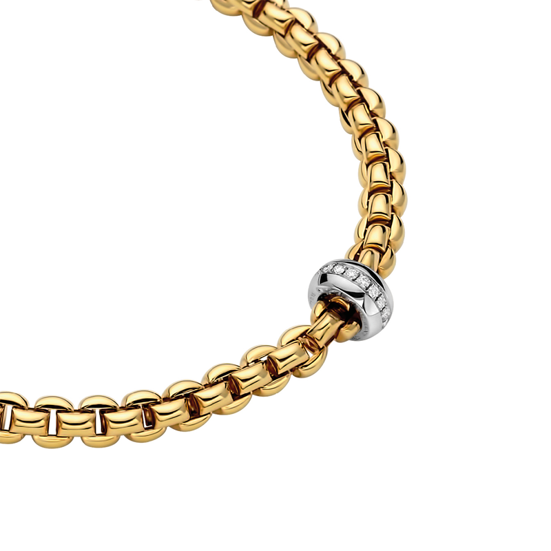 Eka 18ct Yellow Gold Necklace with White Gold Diamond Rondel