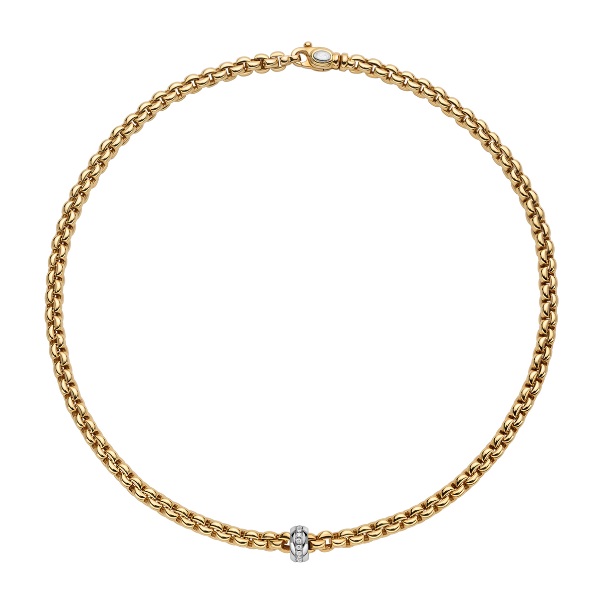Eka 18ct Yellow Gold Necklace with White Gold Diamond Rondel