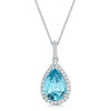 18ct White Gold Aquamarine And Diamond Pendant With A Diamond Bale