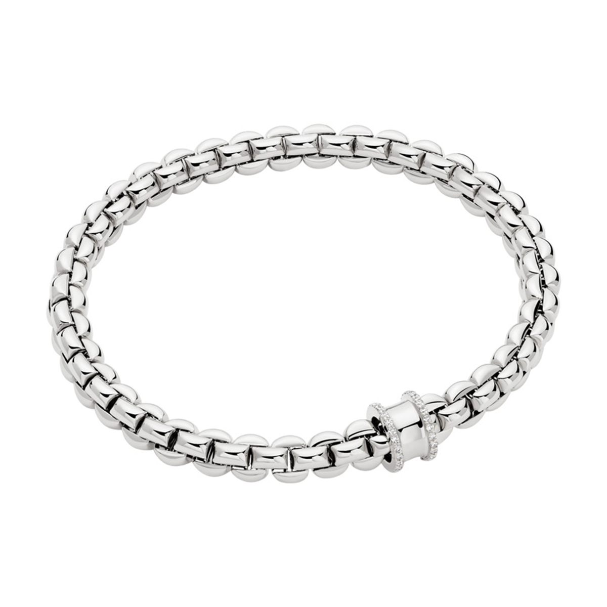 Eka 18ct White Gold Bracelet With Diamond Pavé Set Rondel