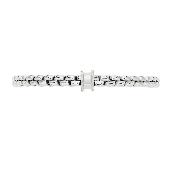 FOPE Eka 18ct White Gold Flex'it Bracelet With Diamond Pave Set Rondel - Berry's Jewellers
