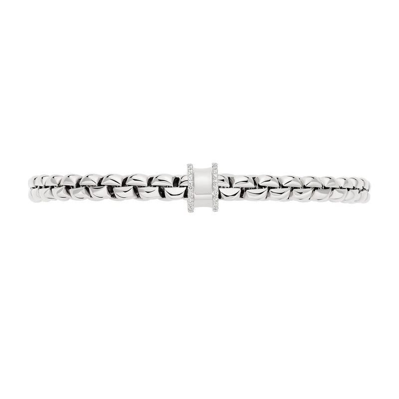 FOPE Eka 18ct White Gold Flex'it Bracelet With Diamond Pave Set Rondel - Berry's Jewellers