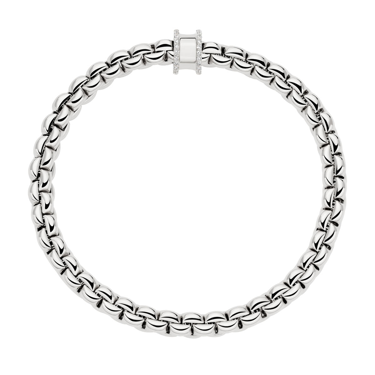 FOPE Eka 18ct White Gold Flex'it Bracelet With Diamond Pave Set Rondel - Berry's Jewellers