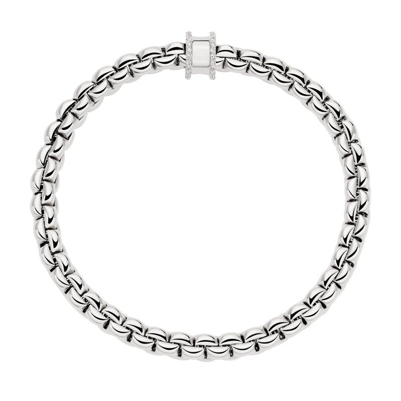 FOPE Eka 18ct White Gold Flex'it Bracelet With Diamond Pave Set Rondel - Berry's Jewellers