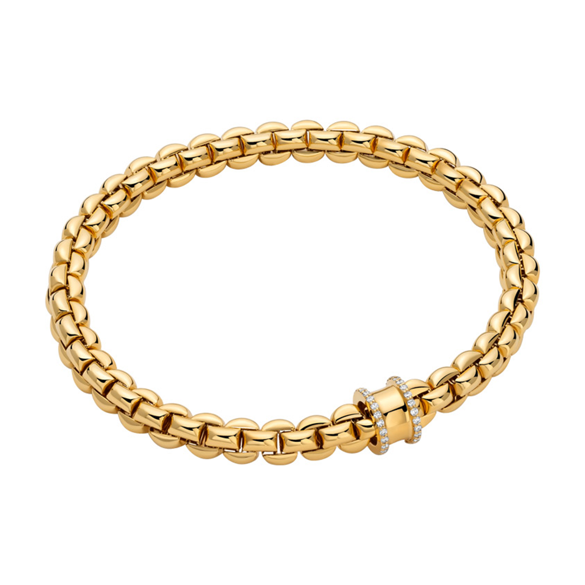 Eka 18ct Yellow Gold Bracelet With Diamond Pavé Set Rondel