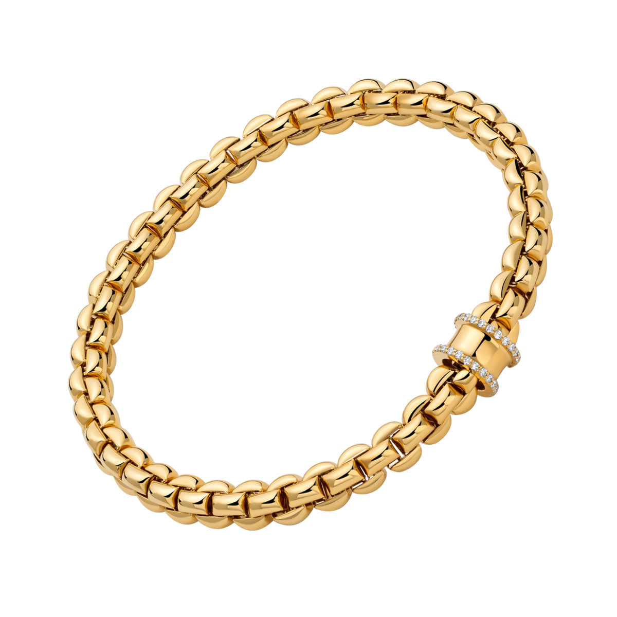 FOPE Eka Yellow Gold Pavé Edge Diamond Bracelet 72810BX