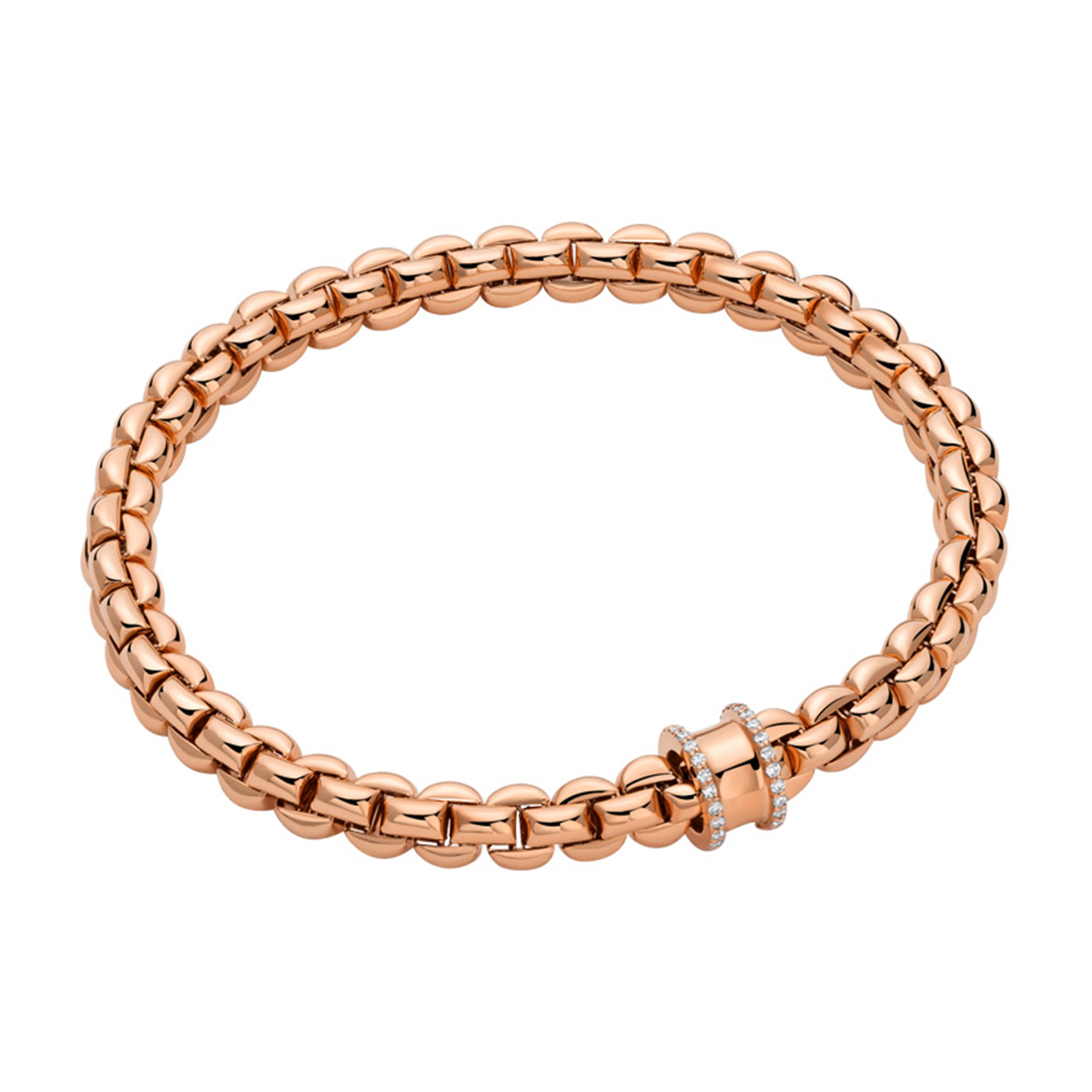 Eka 18ct Rose Gold Bracelet With Diamond Pavé Set Rondel