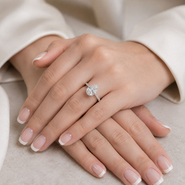 Berry's Platinum GIA Certificated Pear Cut Diamond Solitaire With Diamond Set Shoulders - Berry's Jewellers