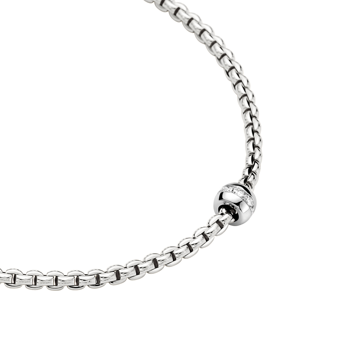FOPE Eka 18ct White Gold Necklace with Diamond Set Rondel - Berry's Jewellers