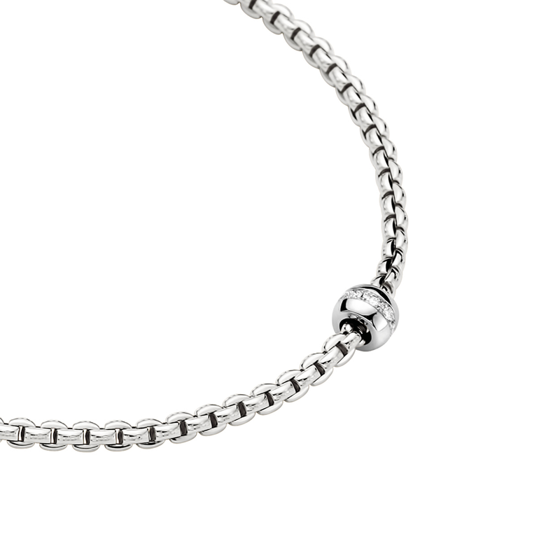 FOPE Eka 18ct White Gold Necklace with Diamond Set Rondel - Berry's Jewellers