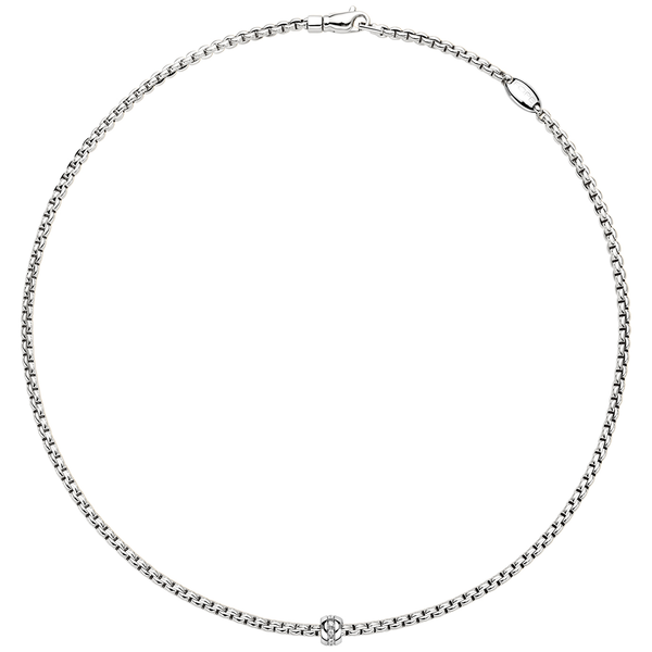 FOPE Eka 18ct White Gold Necklace with Diamond Set Rondel - Berry's Jewellers