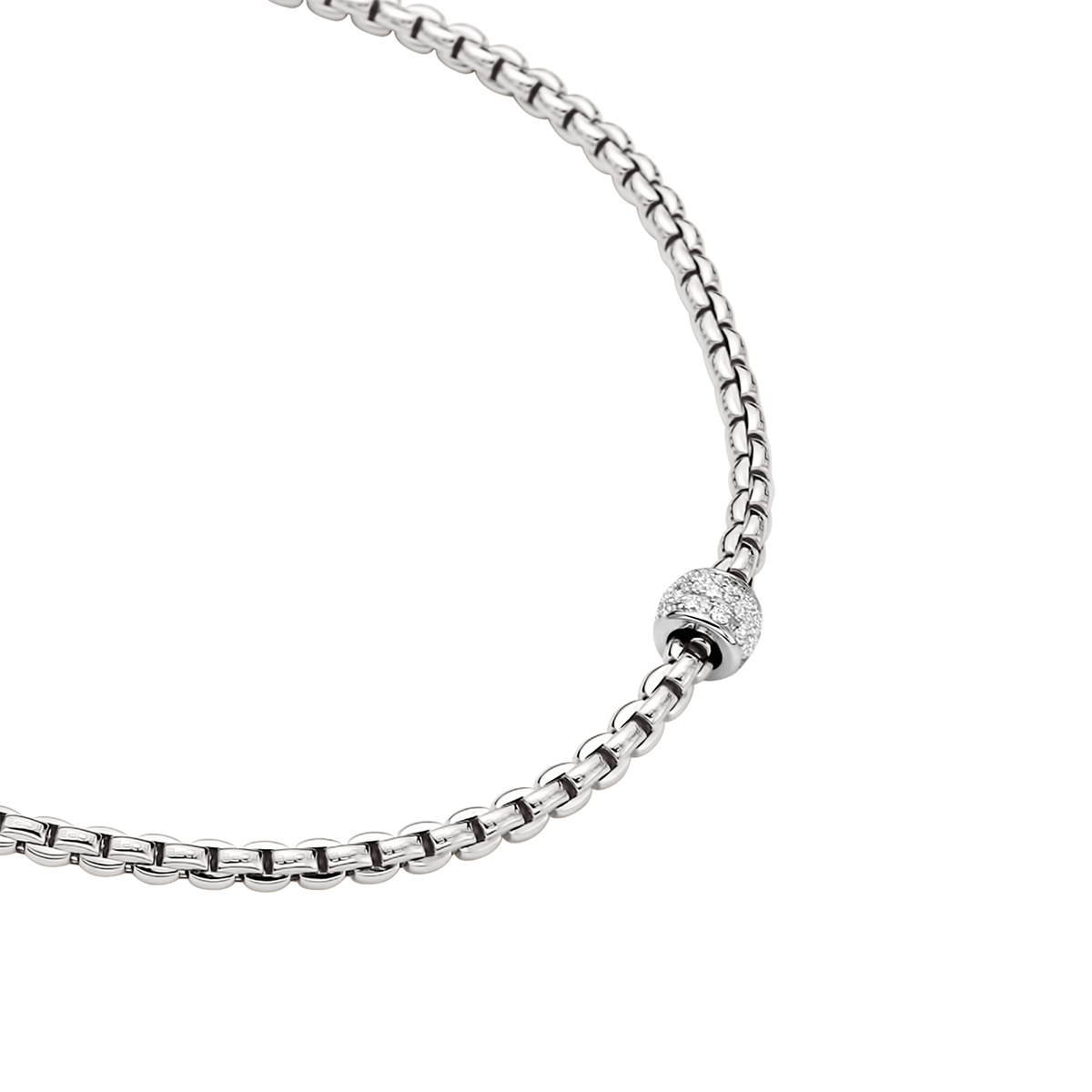 FOPE Eka 18ct White Gold Slim Collarette With Diamond Set Rondel - Berry's Jewellers