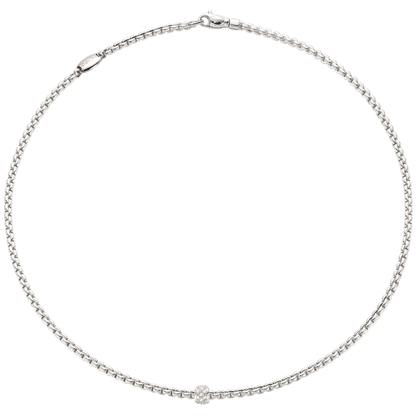 FOPE Eka 18ct White Gold Slim Collarette With Diamond Set Rondel - Berry's Jewellers