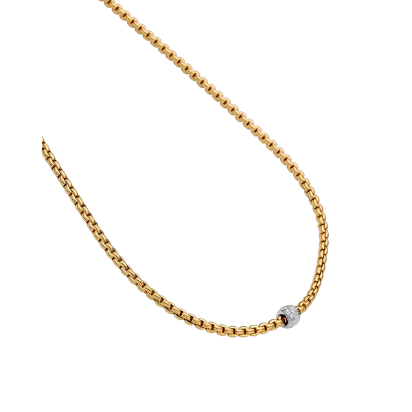 FOPE Eka 18ct Yellow Gold Slim Collarette With White Gold Diamond Set Rondel - Berry's Jewellers