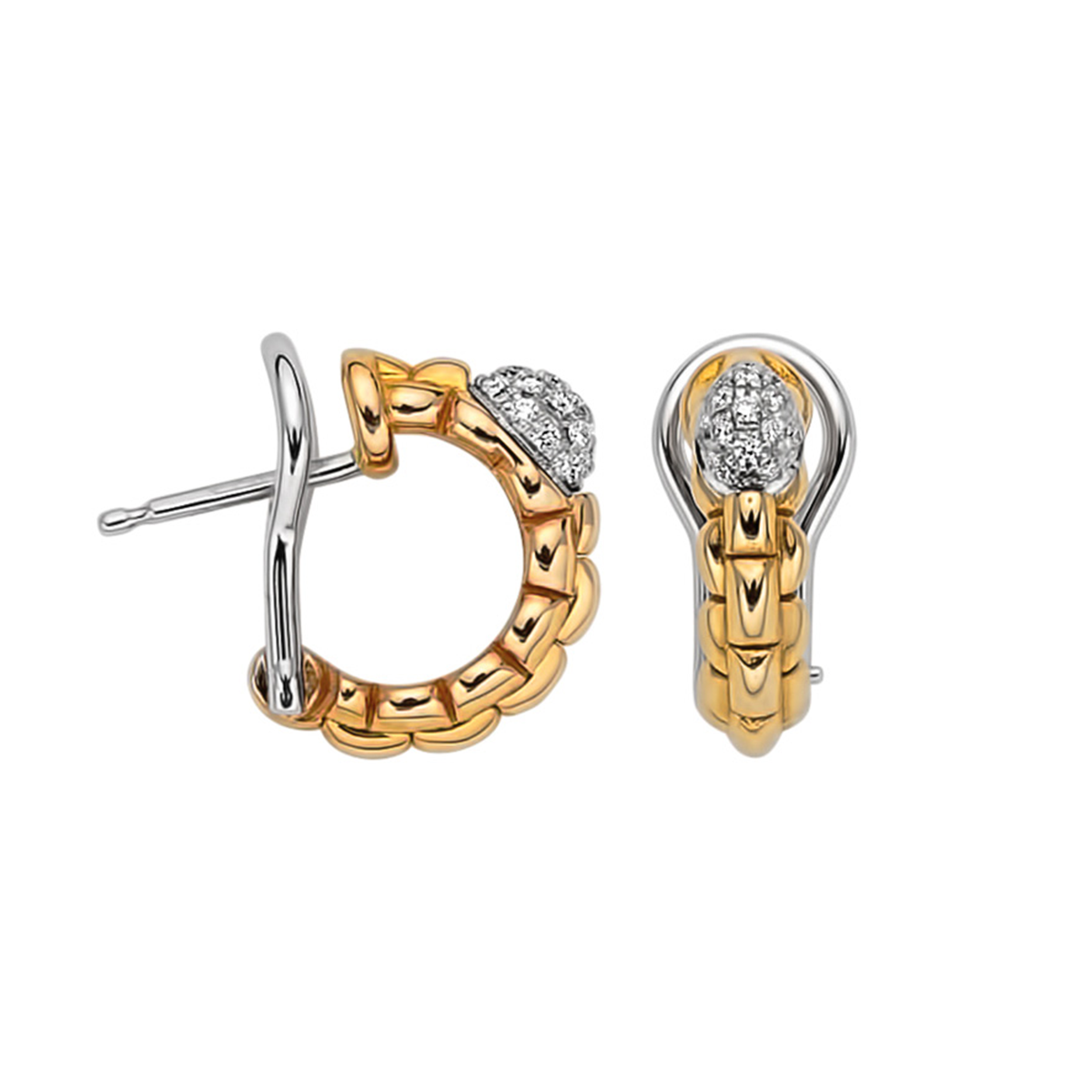 FOPE Eka 18ct Yellow Gold Diamond Set Half Hoop Earrings - Berry's Jewellers