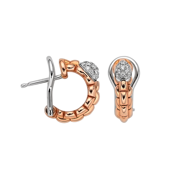 FOPE Eka 18ct Rose Gold Diamond Set Half Hoop Earrings - Berry's Jewellers