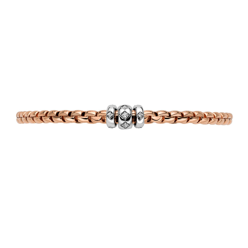 FOPE 18ct Rose Gold Eka Flex'it Bracelet With Three Rhombus Set Diamond Rondels - Berry's Jewellers