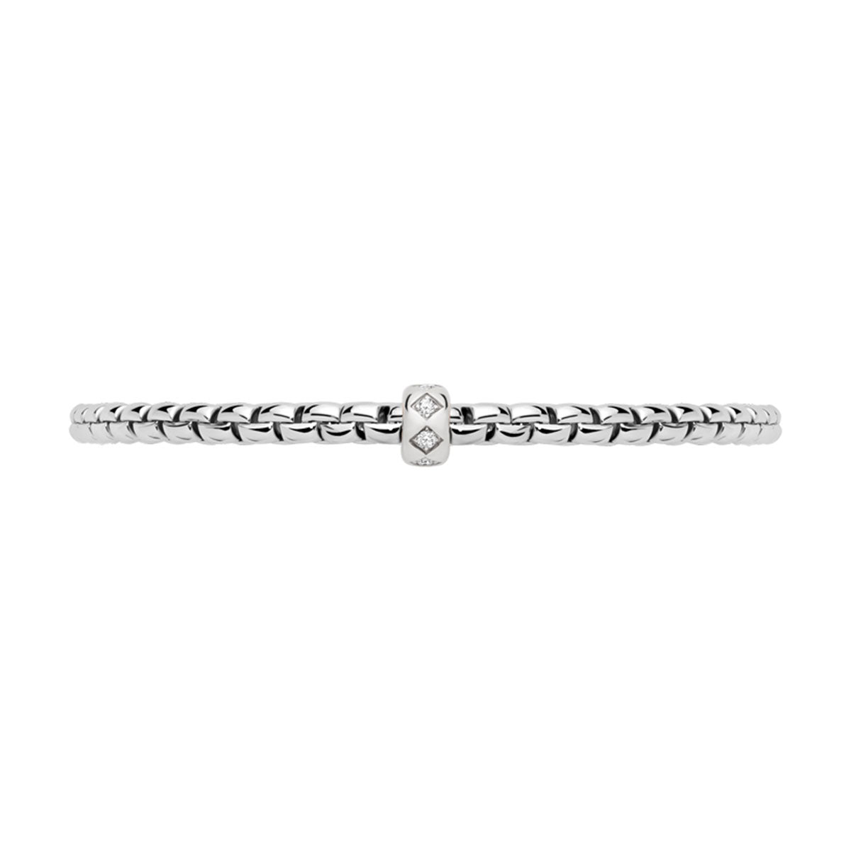 FOPE Eka 18ct White Gold Bracelet With Rhombus Set Diamond Rondel - Berry's Jewellers