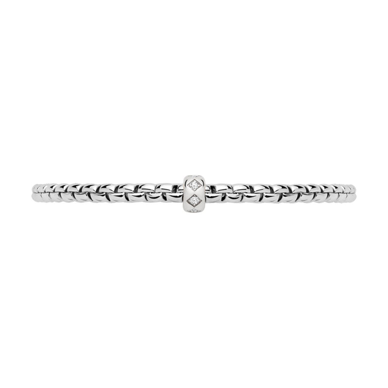 FOPE Eka 18ct White Gold Bracelet With Rhombus Set Diamond Rondel - Berry's Jewellers