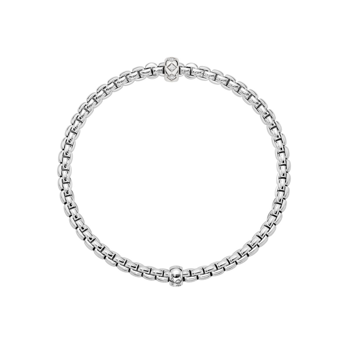 FOPE Eka 18ct White Gold Bracelet With Rhombus Set Diamond Rondel - Berry's Jewellers