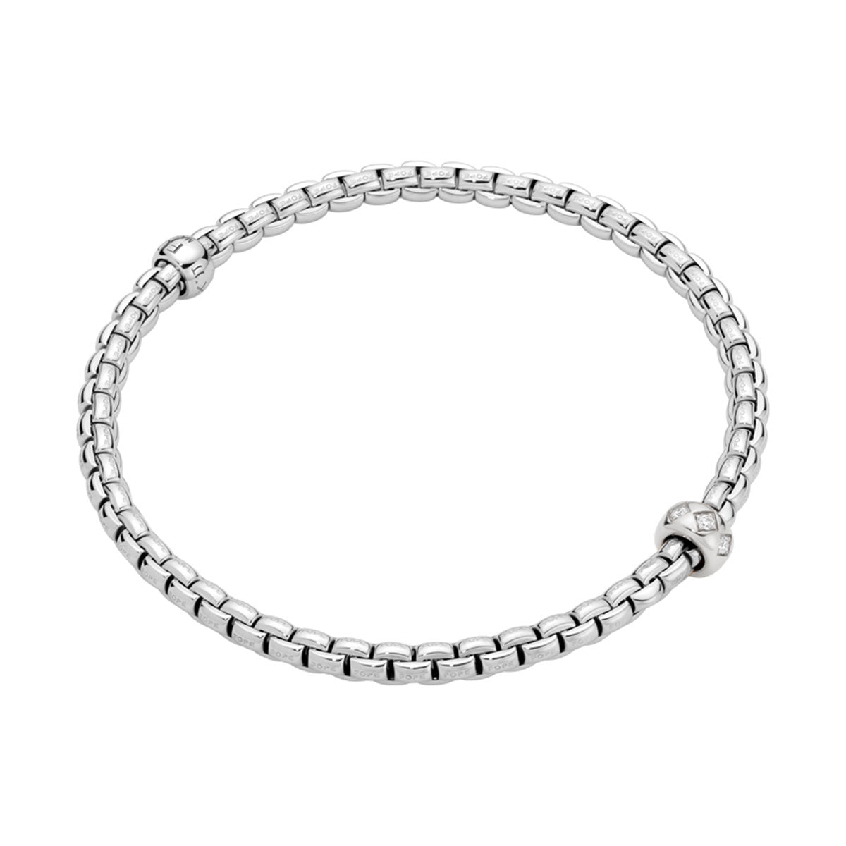 FOPE Eka 18ct White Gold Bracelet With Rhombus Set Diamond Rondel - Berry's Jewellers