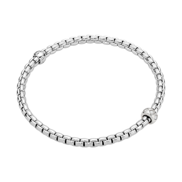 FOPE Eka 18ct White Gold Bracelet With Rhombus Set Diamond Rondel - Berry's Jewellers