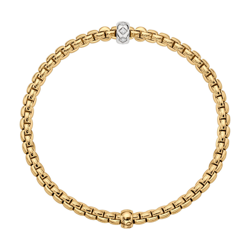 FOPE Eka Flex'it 18ct Yellow Gold Bracelet with Rhombus Set Diamonds - Berry's Jewellers