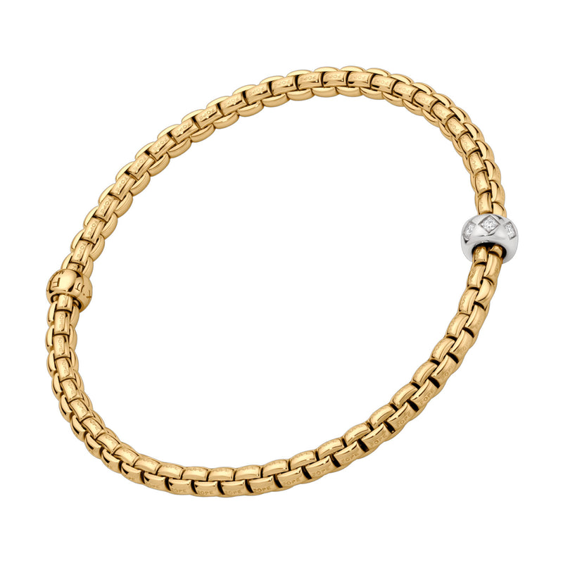 FOPE Eka Flex'it 18ct Yellow Gold Bracelet with Rhombus Set Diamonds - Berry's Jewellers