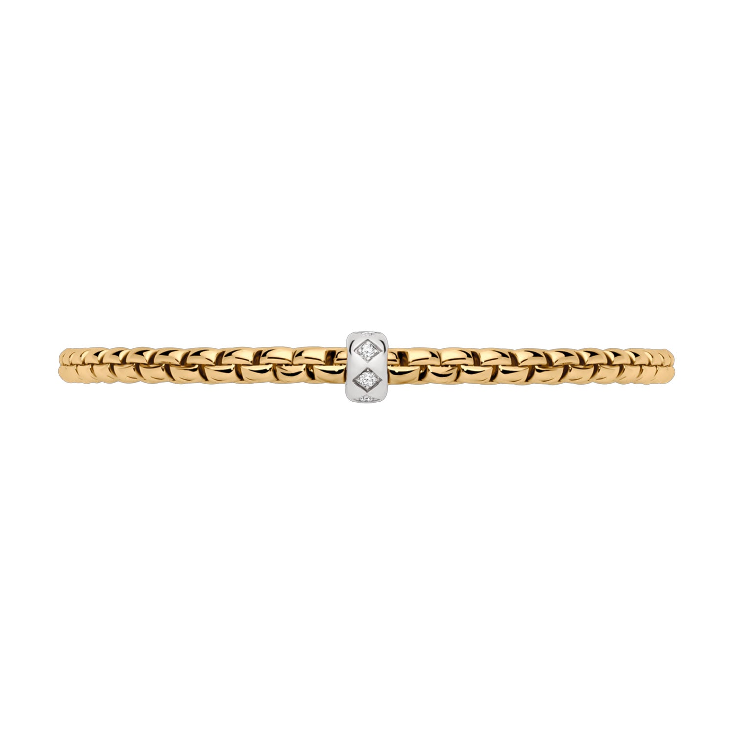 FOPE Eka Flex'it 18ct Yellow Gold Bracelet with Rhombus Set Diamonds - Berry's Jewellers