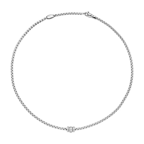 FOPE 18ct White Gold Eka Necklace With A Trio of Rhombus-Set Diamond Rondels - Berry's Jewellers
