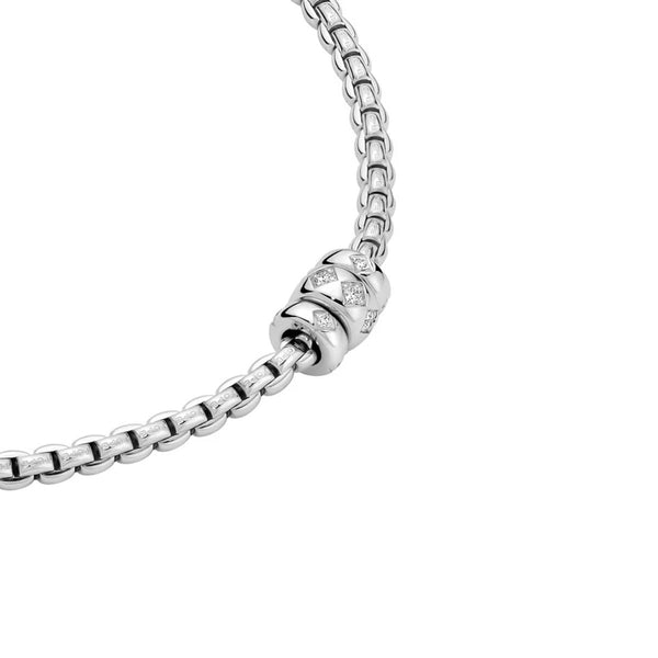 FOPE 18ct White Gold Eka Necklace With A Trio of Rhombus-Set Diamond Rondels - Berry's Jewellers