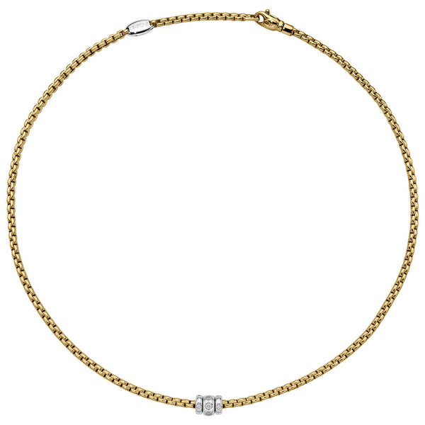 FOPE Eka 18ct Yellow Gold Necklace with Rhombus Set Diamonds - Berry's Jewellers