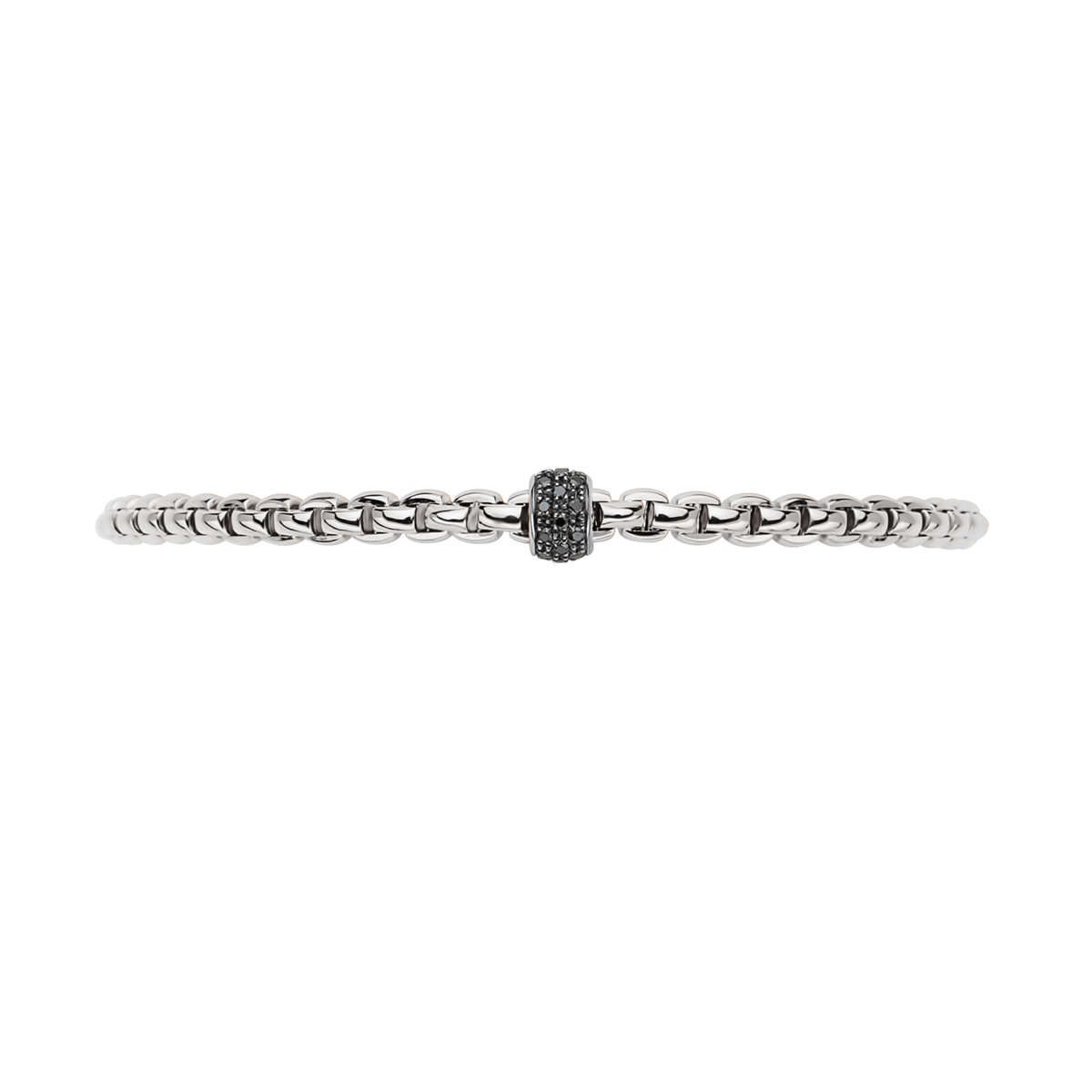 FOPE Eka Tiny 18ct White Gold Bracelet With Pavé Set Black Diamonds - Berry's Jewellers