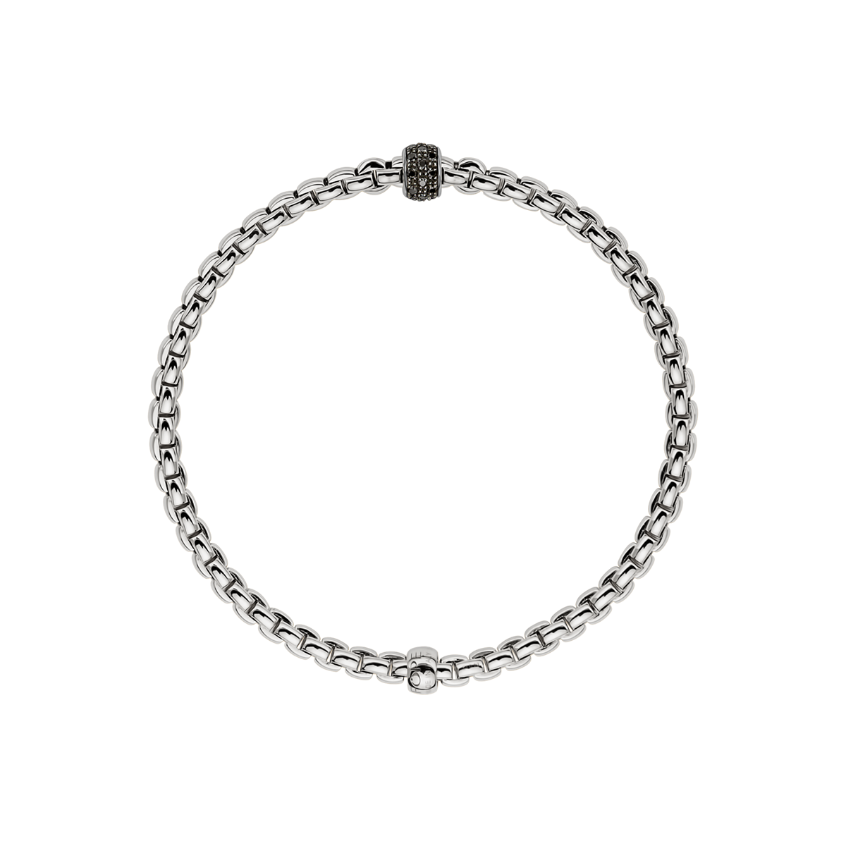 FOPE Eka Tiny 18ct White Gold Bracelet With Pavé Set Black Diamonds - Berry's Jewellers