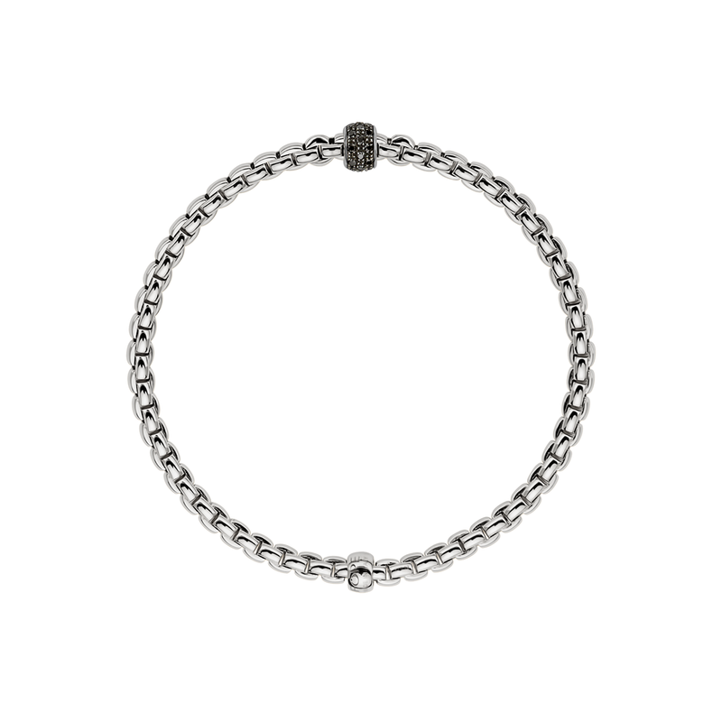 FOPE Eka Tiny 18ct White Gold Bracelet With Pavé Set Black Diamonds - Berry's Jewellers