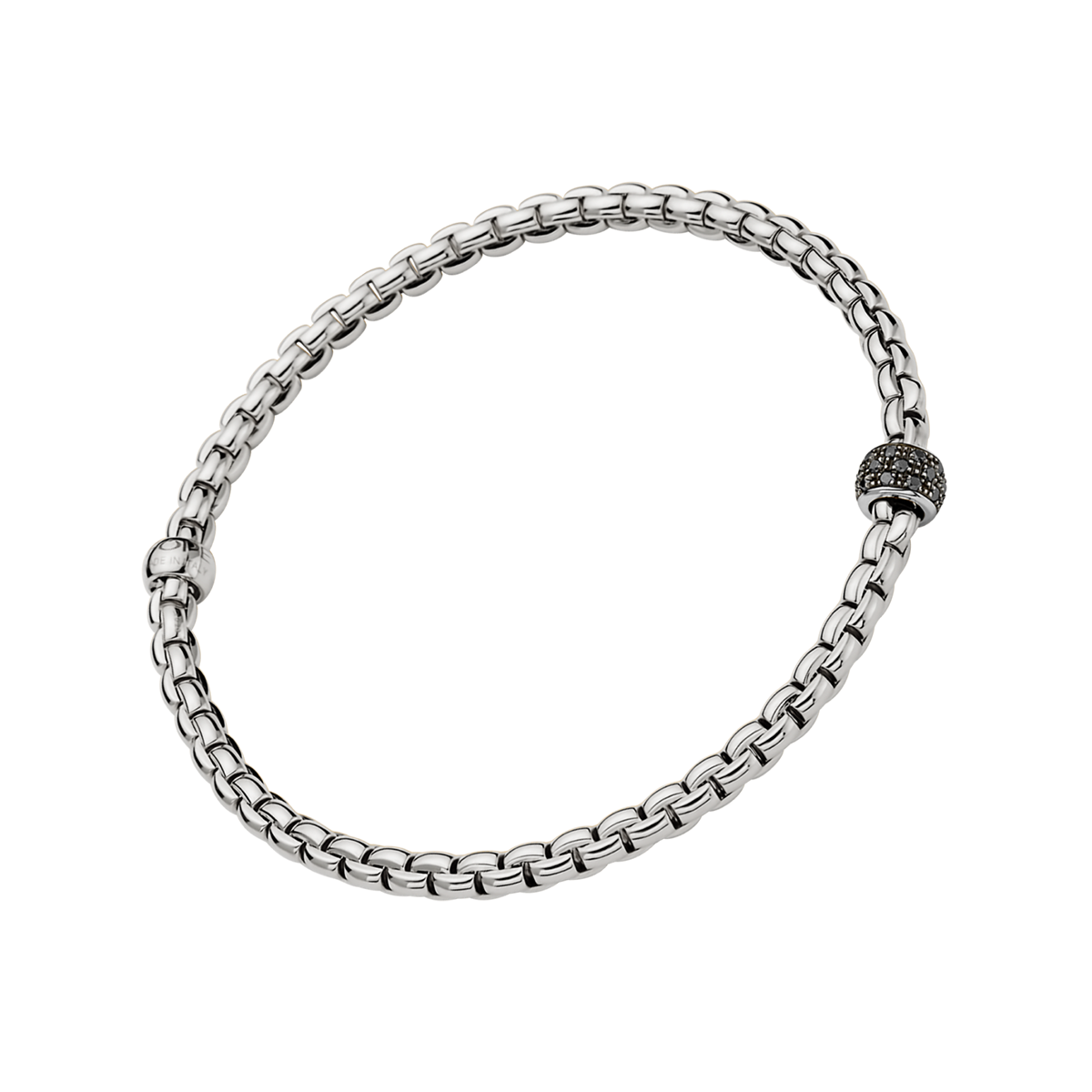 FOPE Eka Tiny 18ct White Gold Bracelet With Pavé Set Black Diamonds - Berry's Jewellers