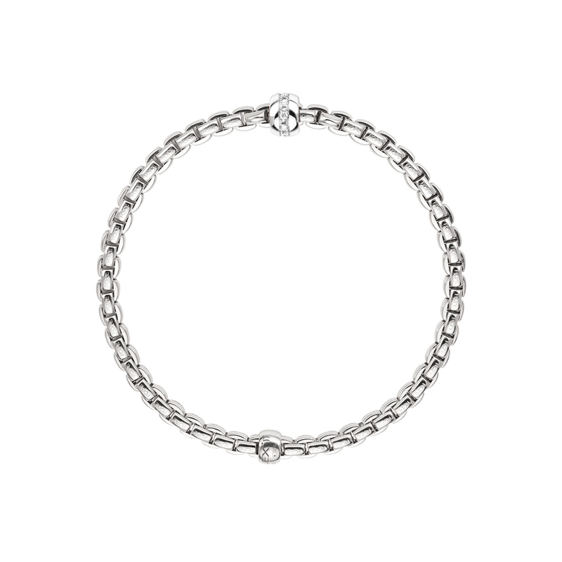 FOPE Eka 18ct White Gold Bracelet With Diamond Set Rondel - Berry's Jewellers