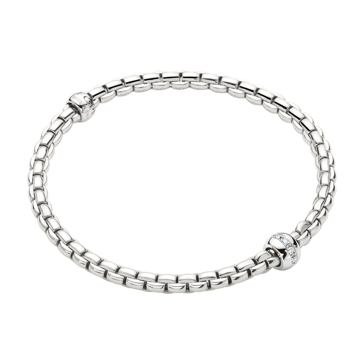 FOPE Eka 18ct White Gold Bracelet With Diamond Set Rondel - Berry's Jewellers