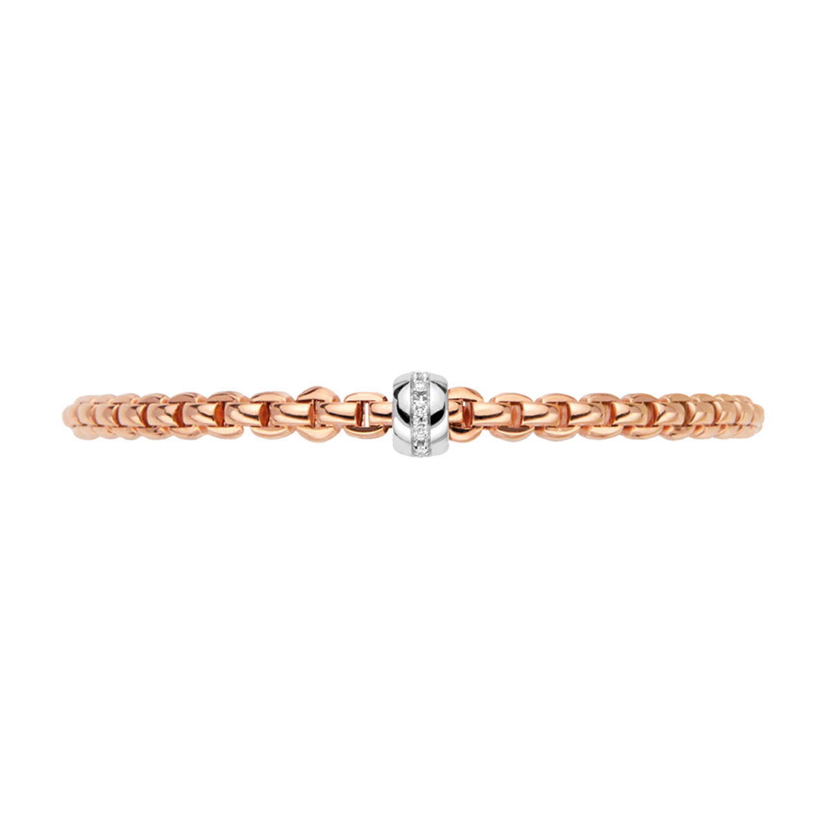 FOPE Eka 18ct Rose Gold Bracelet with Diamond Set Rondel - Berry's Jewellers