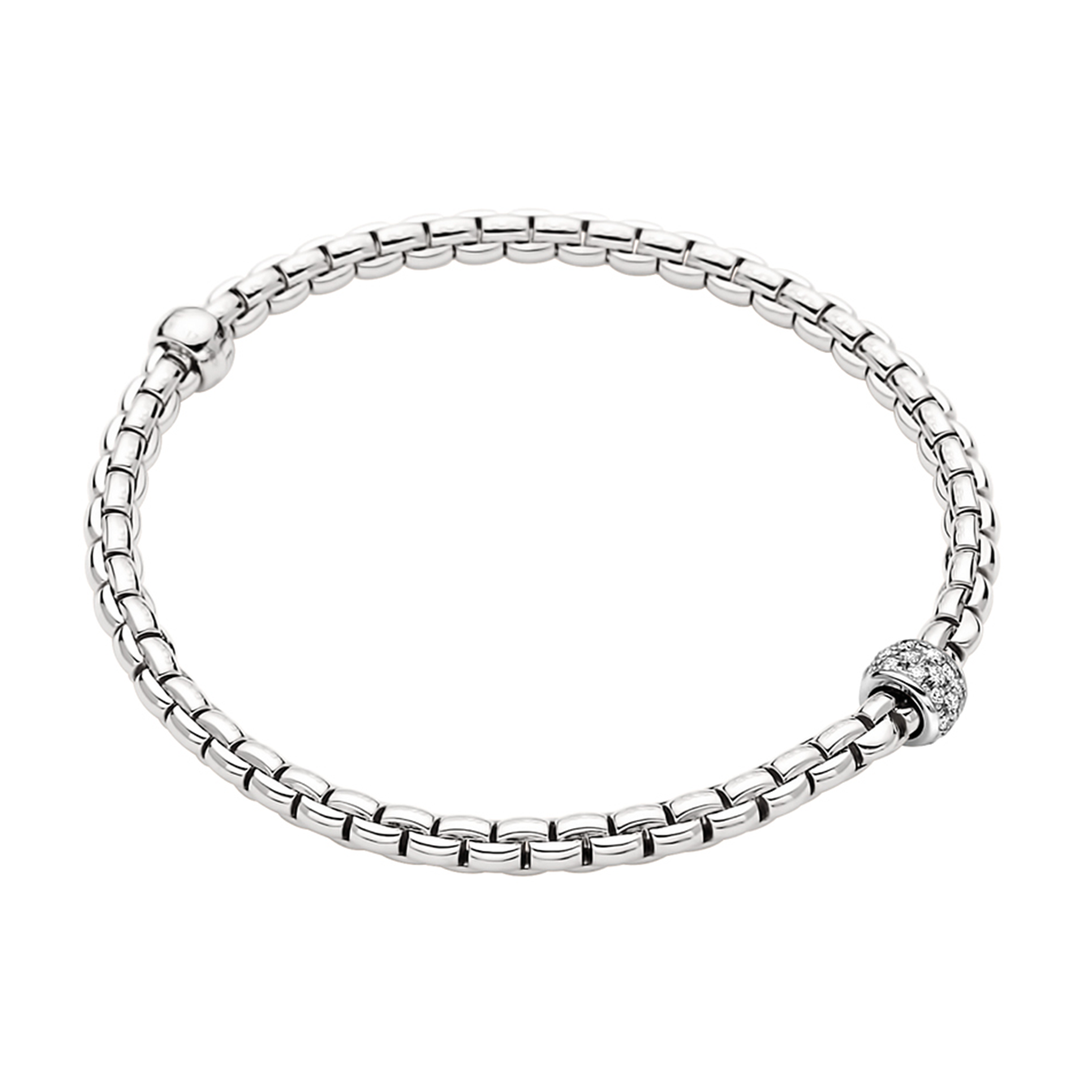 FOPE Eka 18ct White Gold Bracelet With Pavé Set Diamonds - Berry's Jewellers