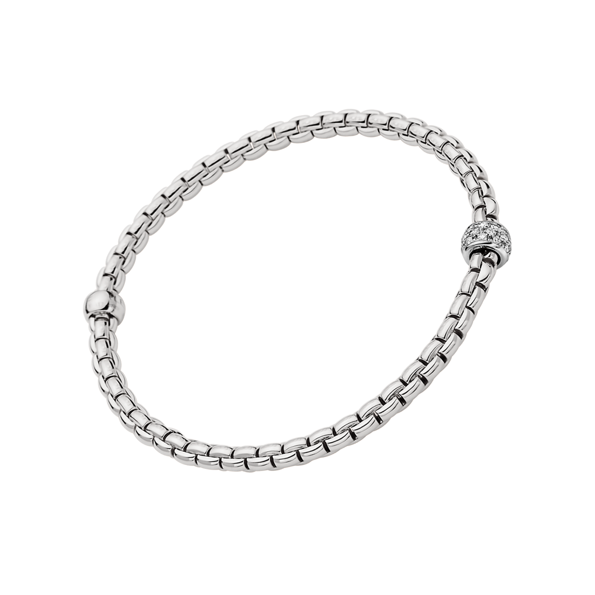FOPE Eka 18ct White Gold Bracelet With Pavé Set Diamonds - Berry's Jewellers