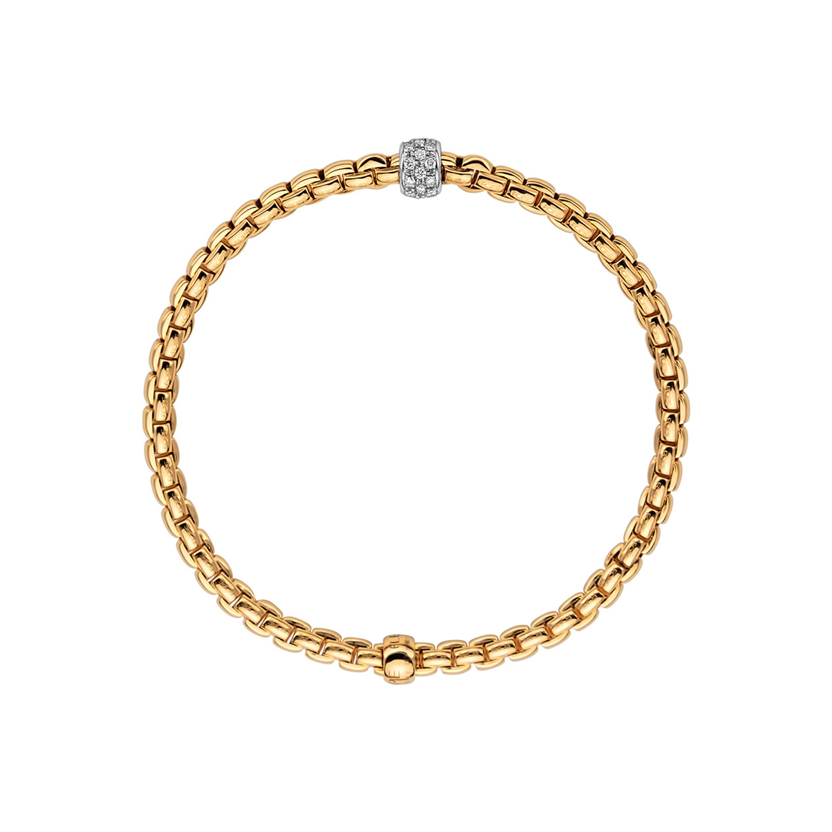 FOPE Eka 18ct Yellow Gold Bracelet With Pavé Set Diamonds - Berry's Jewellers