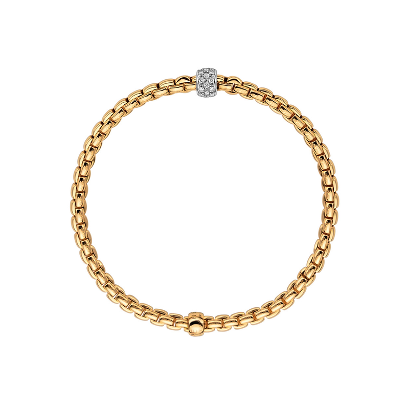 FOPE Eka 18ct Yellow Gold Bracelet With Pavé Set Diamonds - Berry's Jewellers