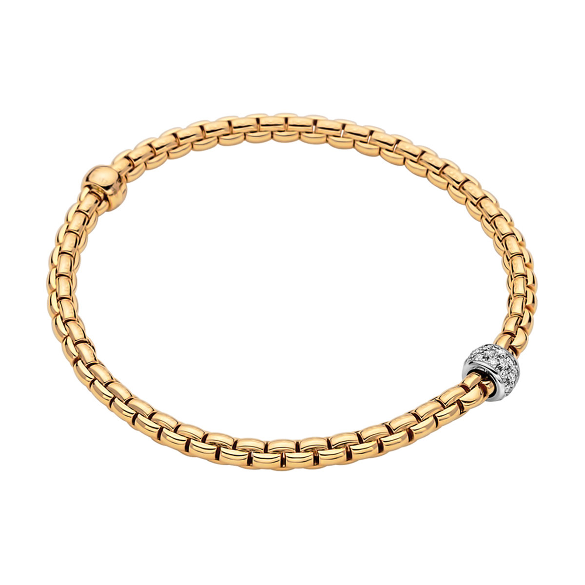 FOPE Eka 18ct Yellow Gold Bracelet With Pavé Set Diamonds - Berry's Jewellers